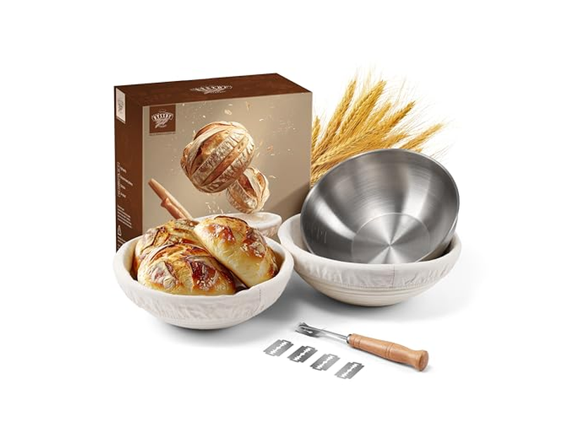 Kit Iniziale per Lievito Madre in Rattan Rotondo per Cestino per Lievitazione del Pane