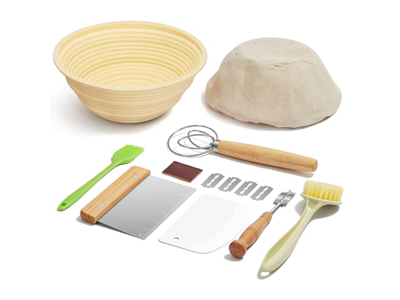 Cestini per Pane Rettangolari e Rotondi da 10 Pollici Ovali in Vimini Foderati, 7 Cestini