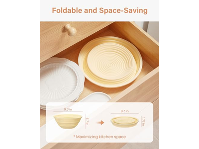 Cestini per Pane Rettangolari e Rotondi da 10 Pollici Ovali in Vimini Foderati, 7 Cestini