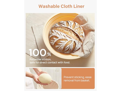 Cestini per Pane Rettangolari e Rotondi da 10 Pollici Ovali in Vimini Foderati, 7 Cestini