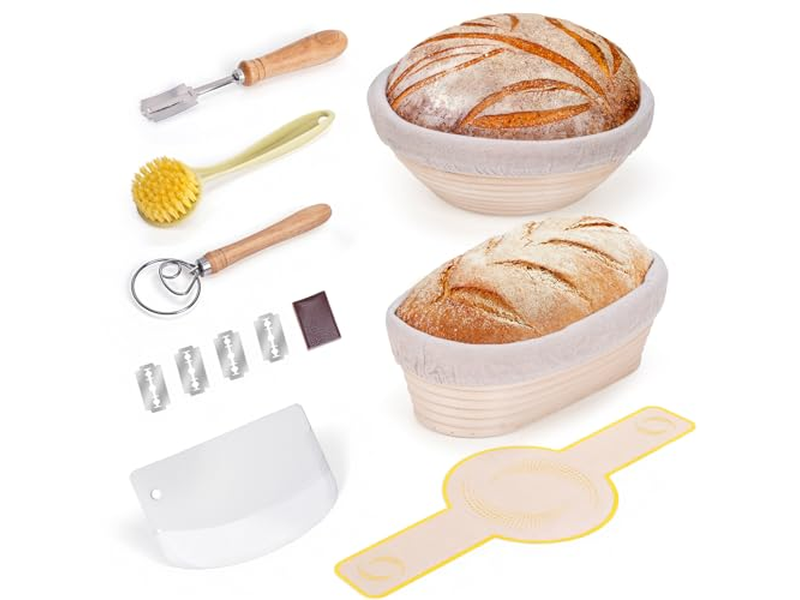 Cestino Banneton con Raschietto in Plastica Fatto a Mano Forme Multiple Colore Naturale