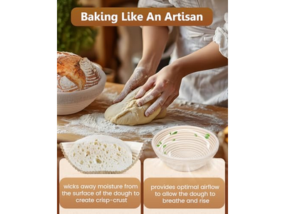 Cestino Banneton con Raschietto in Plastica Fatto a Mano Forme Multiple Colore Naturale