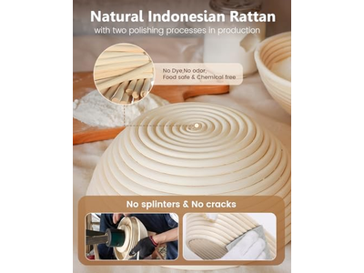 Cestino Banneton con Raschietto in Plastica Fatto a Mano Forme Multiple Colore Naturale