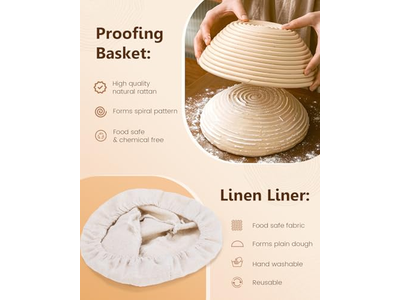 Cestino Banneton con Raschietto in Plastica Fatto a Mano Forme Multiple Colore Naturale