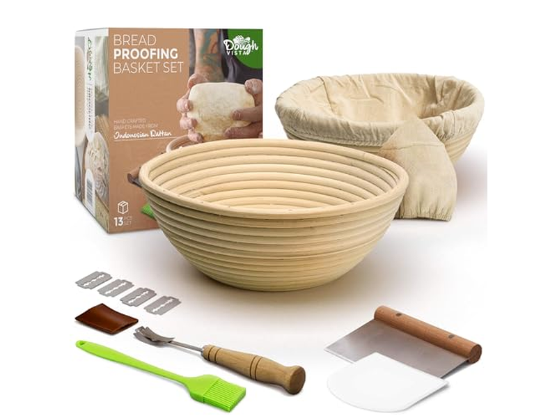 Cestino per Fermentazione del Pane in Rattan Ovale Banneton da 9 Pollici Rotondo