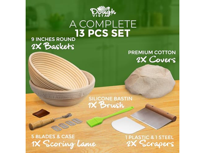 Cestino per Fermentazione del Pane in Rattan Ovale Banneton da 9 Pollici Rotondo