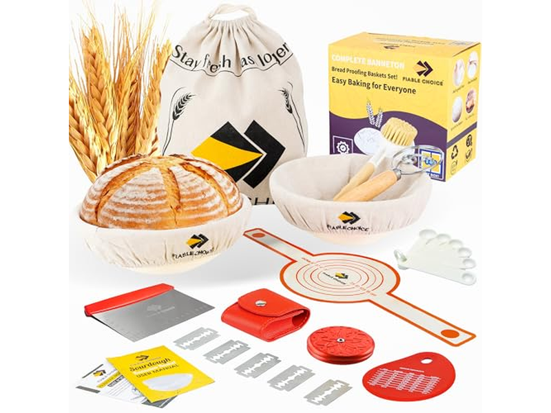 Set di Cestini per Lievitazione 2 Rotondi e Ovali 3 Pezzi Banneton per Pane 5 Pezzi Vendita Calda