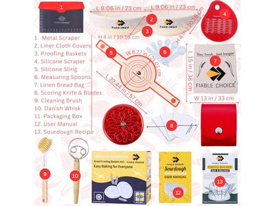 Set di Cestini per Lievitazione 2 Rotondi e Ovali 3 Pezzi Banneton per Pane 5 Pezzi Vendita Calda
