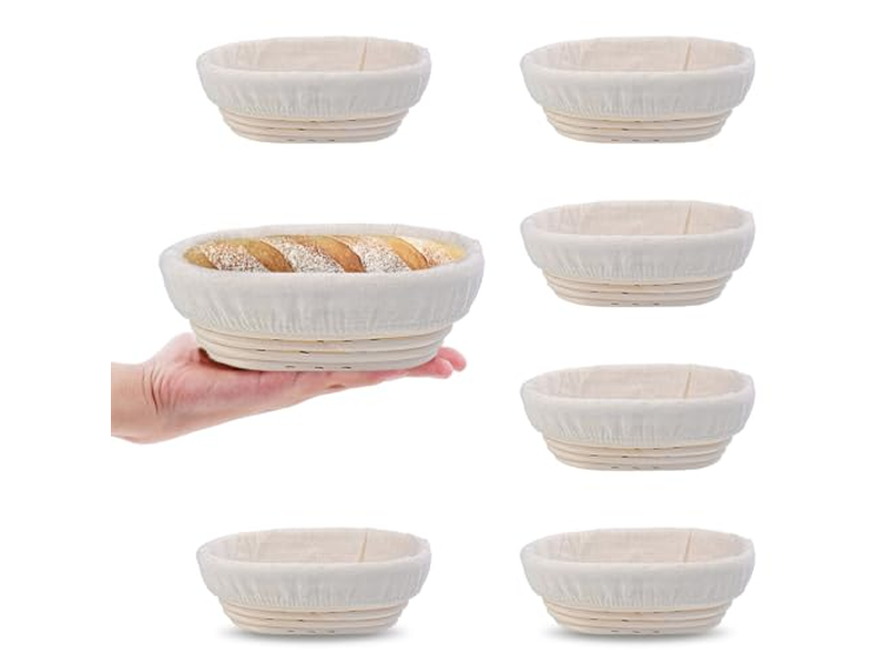 Cestino per Pane in Rattan con Cupola Stampi di Pasqua per Lievitazione Rotondi e Ovali