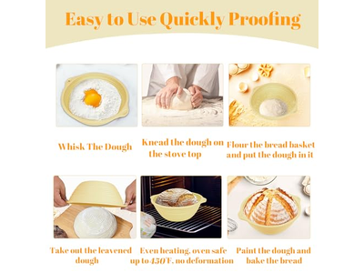 Cestini Artigianali Rotondi per Pane con Fodere per Lievitazione a Forma di Anello