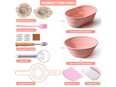 Cestino per Fermentazione Rotondo e Ovale in Vite per Pane PP Banetone Baguette Torta Intrecciata