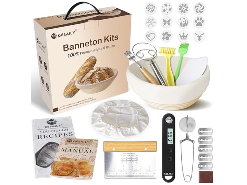 Cestino Banneton in Silicone Rosa Set Ovali per Lievito Madre Fai da Te in Rattan Naturale