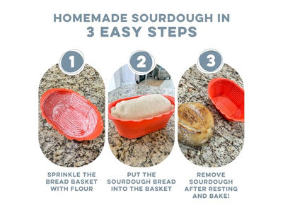 Cestino per Panificazione in Silicone Set Regalo per Lievito Madre con Articoli per Muffin e Biscotti