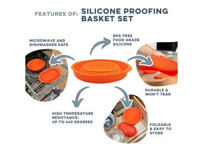 Cestino per Panificazione in Silicone Set Regalo per Lievito Madre con Articoli per Muffin e Biscotti