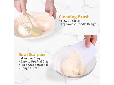 Kit di Panificazione per Pane di Grandi Dimensioni Ovale da 1Kg 9 Pollici Rettangolare in Rattan