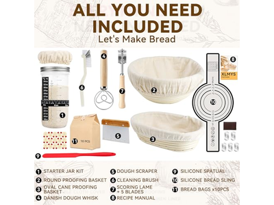 Set di Cestini per Lievitazione Ovali di Alta Qualità per Pane Banneton