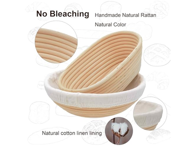 Cestini per Panificazione di Noci Ovali per Pane da Tavola in Tela e Ceramica