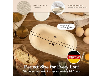 Stampo Ovale Banneton Professionale con Legno di Abete e Rattan