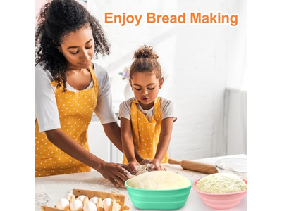 Set di Cestini per Lievitazione in Plastica e Rattan per Pane Contenitore Iniziale per Fermentazione Blu