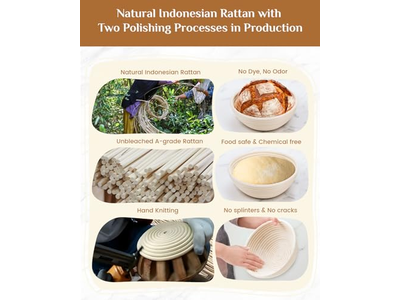 Cestini per Lievitazione per Lievito Madre in Rattan con Cupola per la Lievitazione dell'Impasto